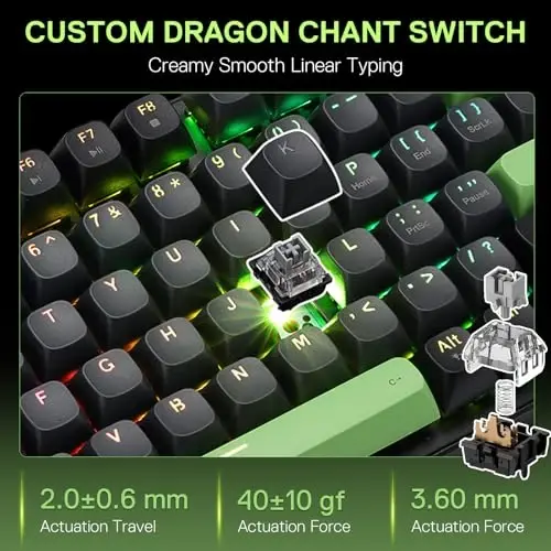 Redragon K740 98 Keys Wired RGB Gaming Keyboard, 95% PBT Mechanical Keyboard w/Solid Aluminum Base, Dedicated Knob Control & Hot-Swap Socket, Custom Linear Switch - 5