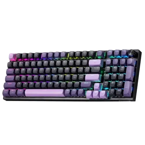 Redragon K740 PRO 98 Keys Wireless RGB Gaming Keyboard, 3-Mode PBT Mechanical Keyboard w/Solid Aluminum Base, Dedicated Knob Control & Hot-Swap Socket, Custom Linear Switch - 1