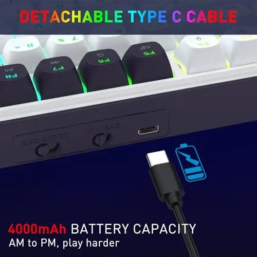 Redragon K744 PRO 99 Keys Wireless Gasket RGB Gaming Keyboard, 3-Mode Mechanical Keyboard w/Hot-Swap Socket, Round PBT Keycaps & 5-Layer Noise Dampening, Custom Linear Switch - 5