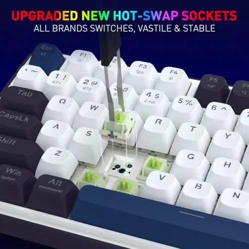 Redragon K744 PRO 99 Keys Wireless Gasket RGB Gaming Keyboard, 3-Mode Mechanical Keyboard w/Hot-Swap Socket, Round PBT Keycaps & 5-Layer Noise Dampening, Custom Linear Switch - 6