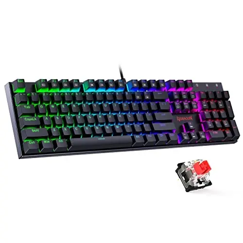 Redragon Mechanical Gaming Keyboard with Red Switches, Wired Keyboard Mechanical with RGB Backlit, Fully Progammable, Durable Aluminum Frame, Anti-Ghosting for PC Windows Mac, K565, Black - REDRAGON