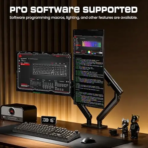 Redragon RM104 Wireless Gaming Keyboard with Knob, Tri-Mode BT/2.4G/USB-C RGB Computer Keyboards, 4000mAh Battery, Programmable Software Support, Anti-Ghosting, Compatible with PC Mac - 5