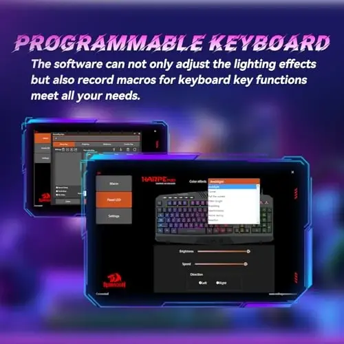 Redragon Updated Programmable Gaming Keyboard and Mouse, RGB Backlit Keyboard Mouse with Software, Independent Macro Record Keys, Value Combo Set, White - S101-3 PRO - 4
