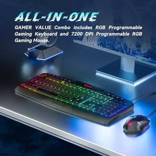 Redragon S101 O'yin Klaviaturasi, M601 Sichqoncha, RGB Yoritishli O'yin Klaviaturasi, Dasturlash Mumkin Yoritishli O'yin Sichqonchasi, Qiymatli To'plam [Yangi Versiya] - Redragon (1)
