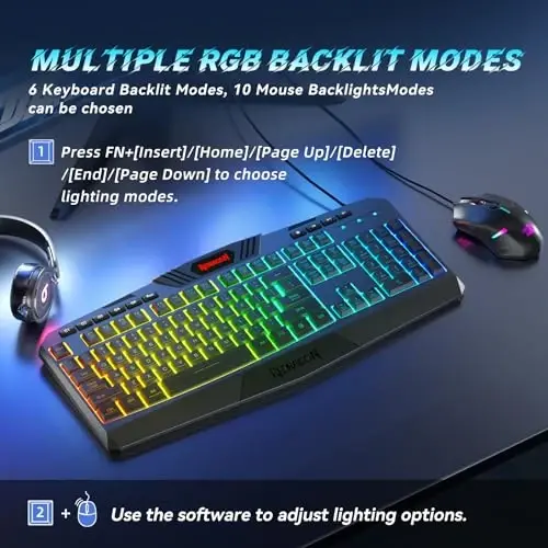 Redragon S101 O'yin Klaviaturasi, M601 Sichqoncha, RGB Yoritishli O'yin Klaviaturasi, Dasturlash Mumkin Yoritishli O'yin Sichqonchasi, Qiymatli To'plam [Yangi Versiya] - 3