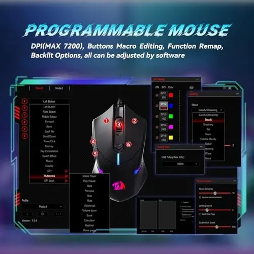 Redragon S101 O'yin Klaviaturasi, M601 Sichqoncha, RGB Yoritishli O'yin Klaviaturasi, Dasturlash Mumkin Yoritishli O'yin Sichqonchasi, Qiymatli To'plam [Yangi Versiya] - 5