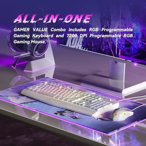 Redragon S101 Simli RGB Orqa Yorug'likli O'yin Klaviaturasi, Multimediya Tugmalari, Bilak Damlagichi va Qizil Orqa Yorug'likli Sichqoncha Kombinatsiyasi 3200 DPI Windows PC O'yinchilari uchun (Oq) - 2