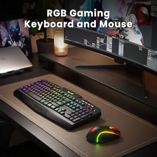 Redragon S101M-KS Gaming Keyboard and Mouse Wireless with Tri-Mode, RGB Keyboard and 4800 DPI Gaming Mouse, 10 Independent Multimedia Keys for Wins, PC, Computer, Wireless S101 Ideal for Gamer - 3