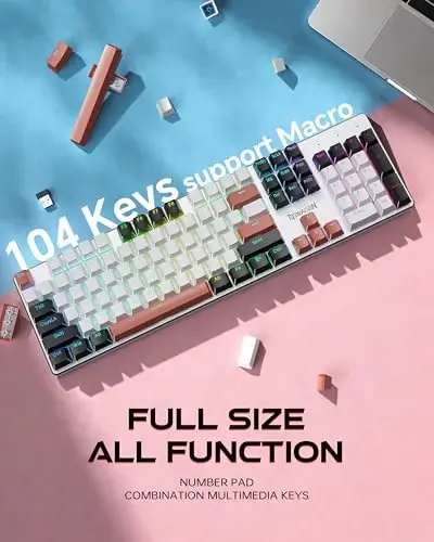 Redragon Wireless Mechanical Gaming Keyboard, Tri Mode BT/2.4G/USB-C Hot Swappable Custom Keyboard, RGB Backlit Computer Gaming Keyboards, PBT Keycaps, Programmable for PC/Tablet,K671WBR-KS - 6