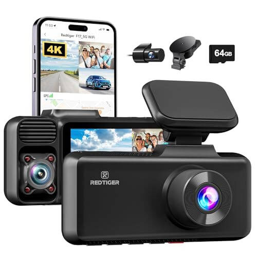 REDTIGER 4K 3 Kanal Dash Cam, emish tabanda o'rnatish bilan - 2