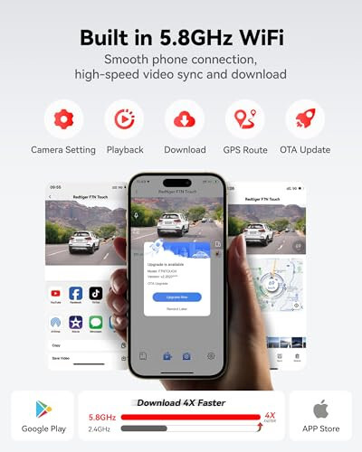 REDTIGER 4K Dash Cam Front and Rear, Touch Screen 3.18 Inch, 64GB Card Included, Car Dash Camera Built-in WiFi GPS, UHD 2160P Night Vision, WDR, Parking Monitor (F7N Touch) - 2