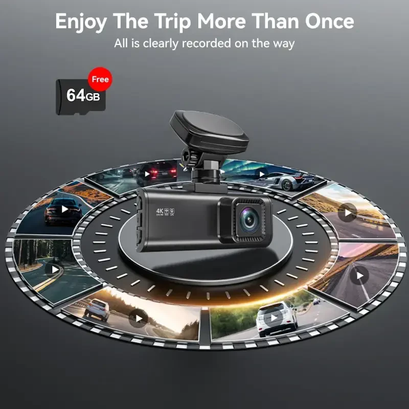 REDTIGER 4K Front and Rear Dash Cam, STARVIS 2 Sensor, 4K/2.5K+1080P Dual Dash Cam, Built-in WiFi & GPS, 3.18-inch IPS Screen, 170° Wide Angle, Parking Mode, 64GB card - 7