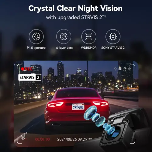 REDTIGER 4K Front and Rear Dash Cam, STARVIS 2 Sensor, 4K/2.5K+1080P Dual Dash Dam, Built-in WiFi & GPS, 3.18-inch IPS Screen, 170° Wide Angle, Parking Mode, 64GB card - 5