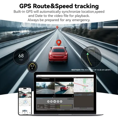 REDTIGER 4K Front and Rear Dash Cam, STARVIS 2 Sensor, 4K/2.5K+1080P Dual Dash Dam, Built-in WiFi & GPS, 3.18-inch IPS Screen, 170° Wide Angle, Parking Mode, 64GB card - 6