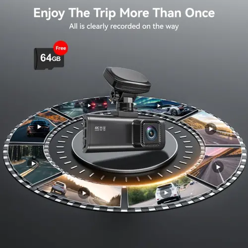 REDTIGER 4K Front and Rear Dash Cam, STARVIS 2 Sensor, 4K/2.5K+1080P Dual Dash Dam, Built-in WiFi & GPS, 3.18-inch IPS Screen, 170° Wide Angle, Parking Mode, 64GB card - 7