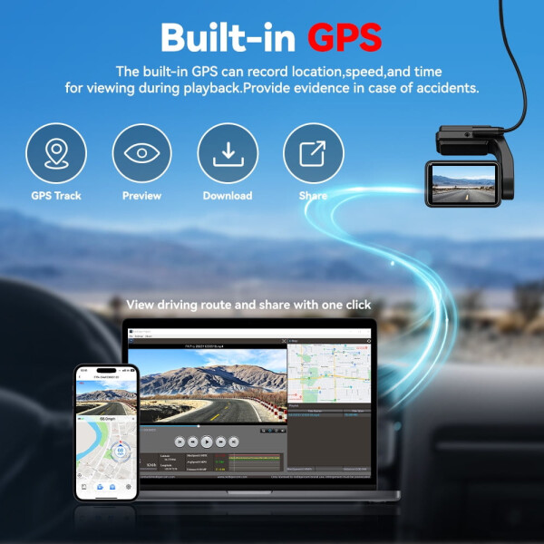 REDTIGER A4 Dash Cam with WiFi & GPS, 2160P UHD, 2.2inch Touch Screen, Night Vision, G-Sensor, Voice Control - 9