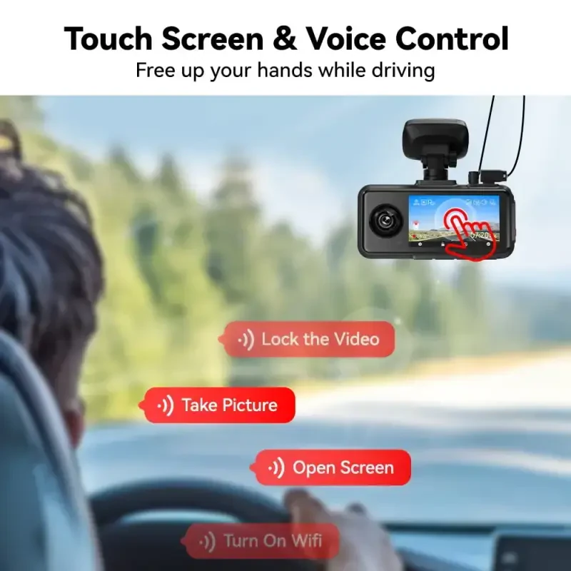 REDTIGER A6 3 Channel Dash Cam, 2.5K+1080P+1080P,Triple Dash Cam with WiFi & GPS, Triple Dash Camera with 64GB Card, Loop Recording, Night Vision, Black - 5