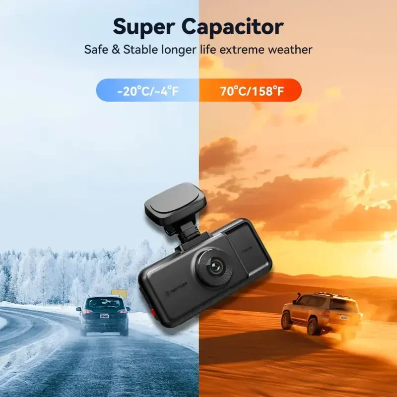 REDTIGER A6 3 Kanallik Dash Cam, 2,5K+1080P+1080P, WiFi va GPSli Uch Kanallik Dash Cam, 64GB Karta ega Uch Kanallik Dash Kamera, Siklli Yozuv, Tun Ko'rish, Qora - 7