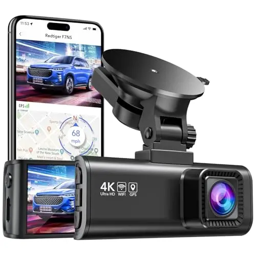 REDTIGER Dashcams 4K Car Camera Front UHD 2160P with Wi-Fi GPS 3.16