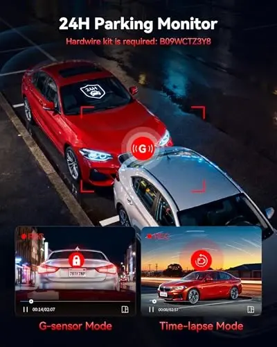 REDTIGER Dash Cam 4K Front and 1080P Rear, STARVIS 2 Sensor, 5.8GHz WiFi (20MB/s), GPS, WDR & HDR Night Vision, 170°Wide Angle, Parking Mode, Loop Recording with Emergency Lock(SD Card Not Included) - 6