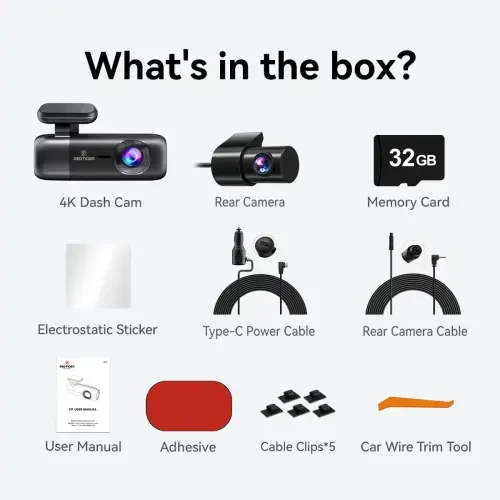 REDTIGER Dash Cam, 4K Front va 1080P Rear Car Dashcam with WiFi & GPS, App Control, Night Vision, USB C Port, Free 32GB Card - 11