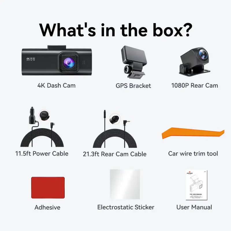 REDTIGER Dash Cam Front and Rear, 4K/2.5K Dashcam with G-Sensor, 3.18