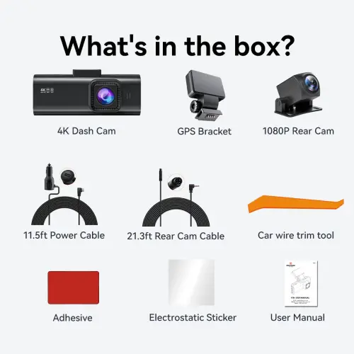 REDTIGER Dash Cam Front and Rear, 4K/2.5K Dashcam with G-Sensor, 3.18