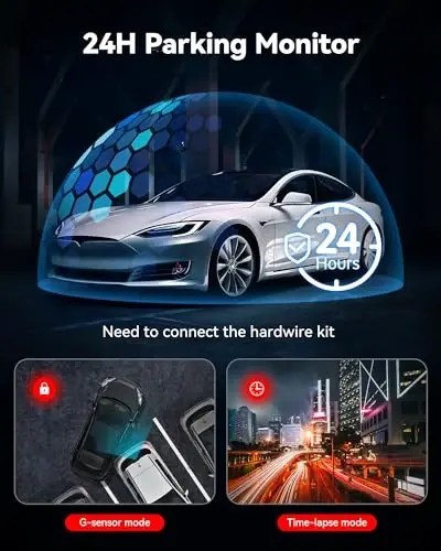 REDTIGER Dash Cam Front Rear, 4K/2.5K Full HD Dash Camera for Cars, Free 32GB Card, Built-in Wi-Fi GPS, 3.16” IPS Screen, Night Vision, 170°Wide Angle, WDR, 24H Parking Mode - 3