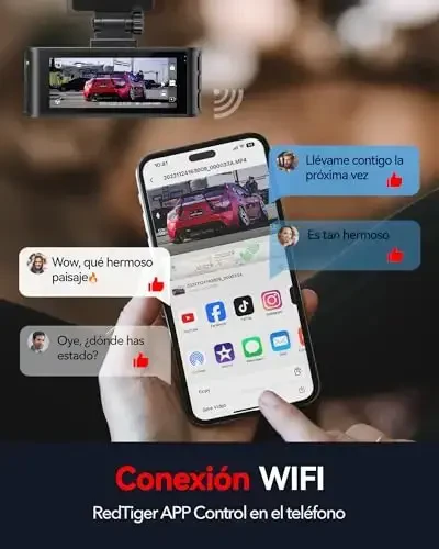 REDTIGER F7N 4K Двойная камера заднего вида с картой 64 ГБ, встроенный Wi-Fi GPS передняя 4K / 2.5K и задняя 1080P двойная камера заднего вида для автомобилей, 3,18-дюймовый экран, 170 ° широкий угол, парковочный монитор, поддержка до 256 ГБ - 4