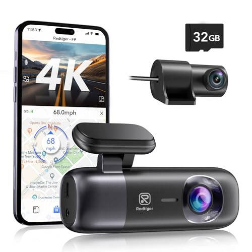 REDTIGER F9 Ön ve Arka 1080P 4K Dash Cam, 32GB Kartlı WiFi GPS Araç Kamerası, Çift Dash Kamera, Döngü Kaydı, Gece Görüşü, Park Modu, Akıllı Uygulama Kontrolü, Maksimum 256GB Destek - 7