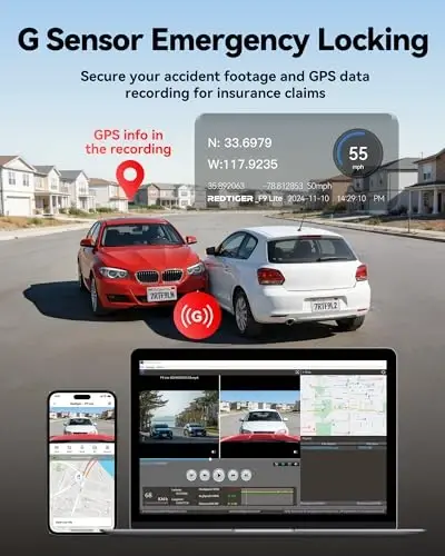 REDTIGER F9Lite Dash Cam 4K Front, ADAS, WiFi APP Control, Hidden Design | 2160P UHD Mini Car Dash Camera, GPS Tracking, WDR Night Vision, G-Sensor, 24H Parking Monitor(SD Card Not Included) - 6