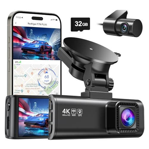 REDTIGER Ön Arka Dash Cam, 4K/2.5K Full HD Araba Dash Kamerası, Ücretsiz 32GB Kart, Dahili Wi-Fi GPS, 3.16” IPS Ekran, Gece Görüşü, 170° Geniş Açı, WDR, 24 Saat Park Modu - 9