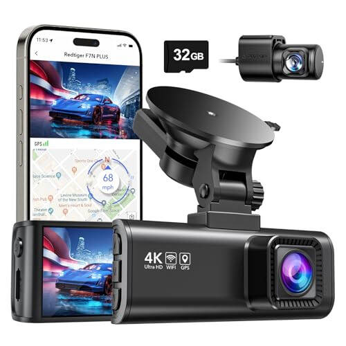 REDTIGER Ön Arka Dash Cam, 4K/2.5K Full HD Araba Dash Kamerası, Ücretsiz 32GB Kart, Dahili Wi-Fi GPS, 3.16” IPS Ekran, Gece Görüşü, 170° Geniş Açı, WDR, 24 Saat Park Modu - 5