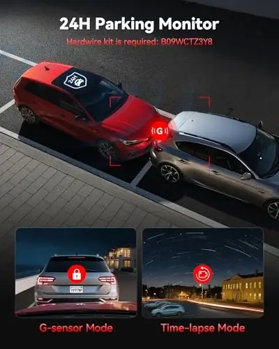 REDTIGER Ön Arka Dash Cam, 4K/2.5K Full HD Araba Dash Kamerası, Ücretsiz 32GB Kart, Dahili Wi-Fi GPS, 3.16” IPS Ekran, Gece Görüşü, 170° Geniş Açı, WDR, 24 Saat Park Modu - 6
