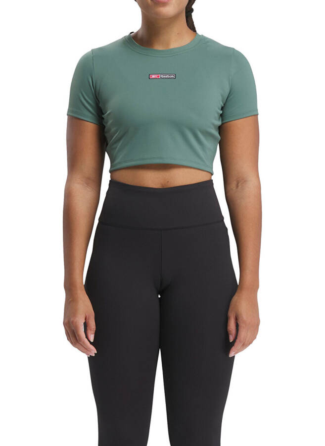 Reebok 100076117 LUX BOLD CROP TEE Green Women's T-Shirt - 6