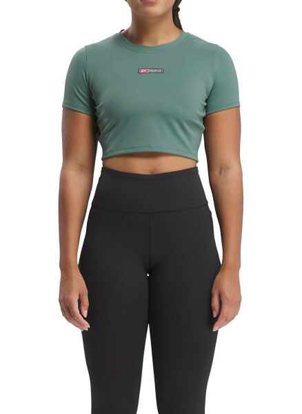 Reebok 100076117 LUX BOLD CROP TEE Green Women's T-Shirt - 1