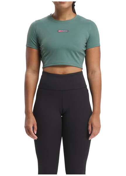 Reebok 100076117 LUX BOLD CROP TEE Зеленая женская футболка - 11