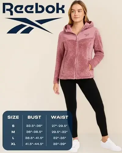 Reebok Ayollar Kurtkasi - Ayollar uchun engil Softshell Kapalakli Kurtkalar Fermuarli Qishki Palto Ustki Kiyim Cho'ntaklar bilan - REEBOK