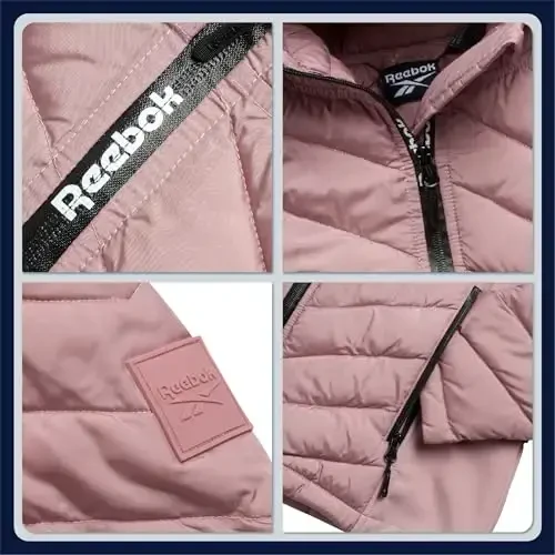 Reebok Ayollar Kurtkasi - Ayollar uchun engil Softshell Kapalakli Kurtkalar Fermuarli Qishki Palto Ustki Kiyim Cho'ntaklar bilan - 3