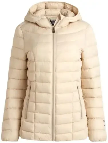 Reebok ayollar uchun puffer kurtkasi - Yengil kaplamali qorlik muzlik qalqoni fermuarli pufak qishki palto ayollar uchun kaput va cho'ntaklar bilan - REEBOK