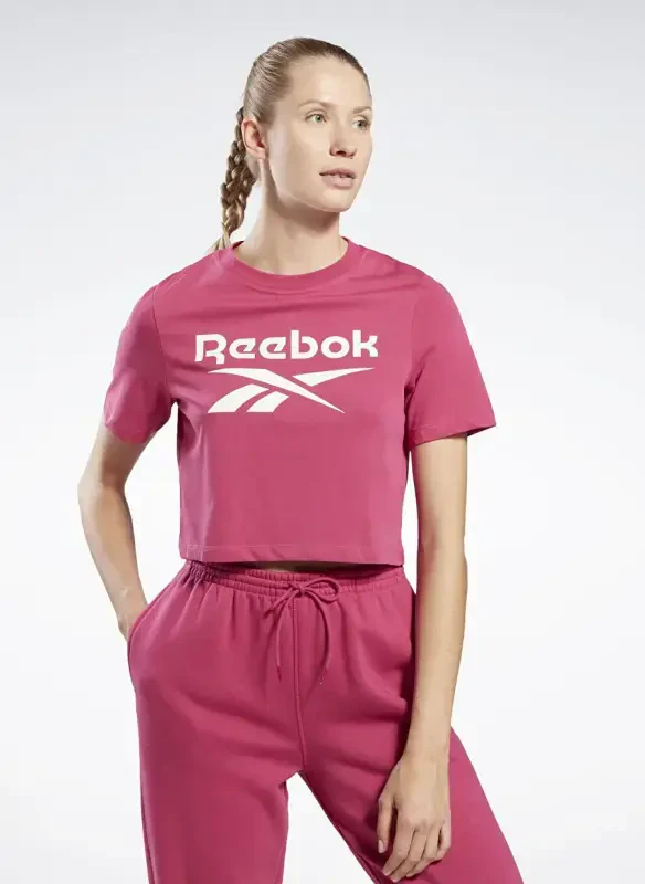 Reebok Yuvarlak Yaka Düz Pembe Kadın T-Shirt IC1259 RI BL Crop Tee - REEBOK