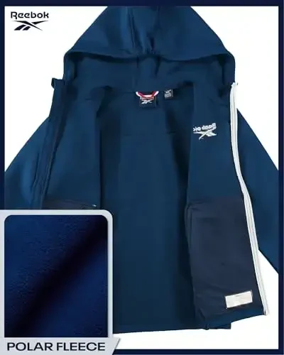 Reebok Boys Jacket - Lightweight Polar Fleece Lined Weather Resistant Soft Shell Jacket With Hood - Casual Outerwear for Boys - 4