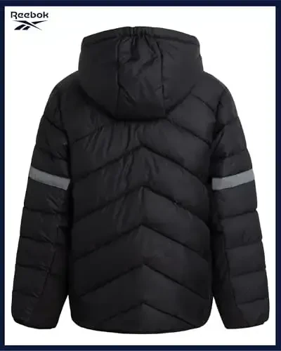 Reebok Boys Puffer Jacket - Heavyweight Quilted Wind & Water Resistant Boys Winter Coat - Insulated Bubble Kids Winter Jacket - 6