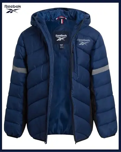 Reebok Boys Puffer Jacket - Og'ir vaznli, shamol va suvga chidamli bolalar qishki paltosi - Izolyatsiya qilingan Bubble bolalar qishki kurtkasi - REEBOK (1)