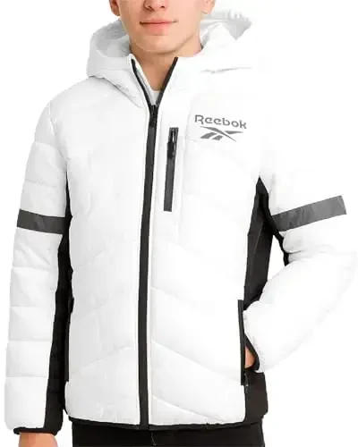 Reebok Boys Puffer Kurtkasi - Og'ir vaznli Kaplama Shamol va Suvga chidamli Bolalar Qishki Paltosi - Izolyatsiya qilingan Bubble Bolalar Qishki Kurtkasi 