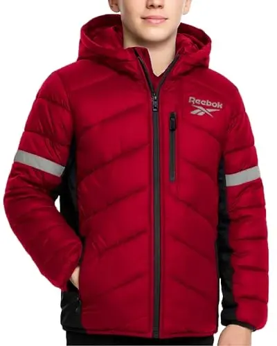 Reebok Boys Puffer Kurtkasi - Og'ir vaznli, shamol va suvga chidamli o'g'il bolalar qishki paltosi - Izolyatsiya qilingan bolalar qishki kurtkasi - 1