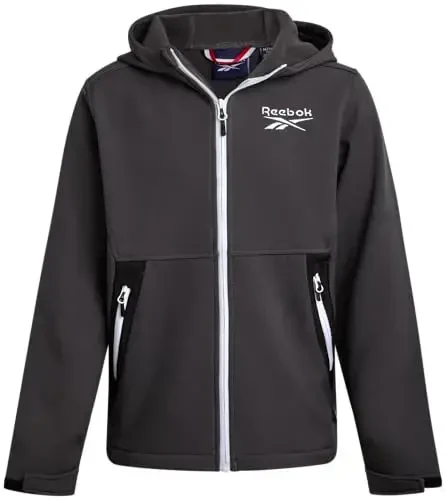 Reebok Boys Softshell Jacket - Polar Fleece Lined Wind & Water Resistant Hooded Winter Coat - Casual Outerwear for Boys - REEBOK