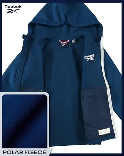 Reebok Boys Softshell Kurtka - Polar Fleece Astarli Shamol va Suvga chidamli Qalpog'li Qishki Palto - Bolalar uchun Kundalik Ustki Kiyim - 4