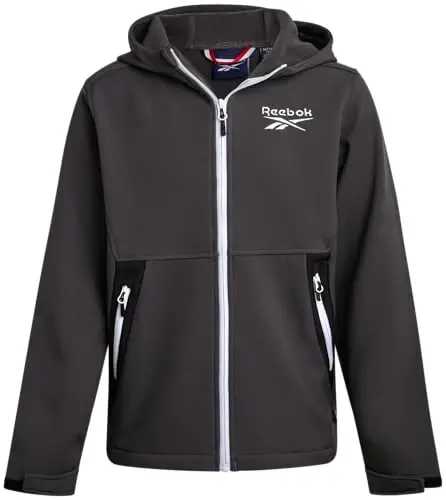 Reebok Boys Softshell Kurtkasi - Polar Fleece Astarlı Rüzgar ve Su Geçirmez Kapüşonlu Kışlık Palto - Erkek Çocuklar için Günlük Dış Giyim 