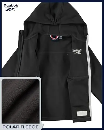 Reebok Boys Softshell Kurtkasi - Polar Fleece Astarlı Rüzgar ve Su Geçirmez Kapüşonlu Kışlık Palto - Erkek Çocuklar için Günlük Dış Giyim - 4